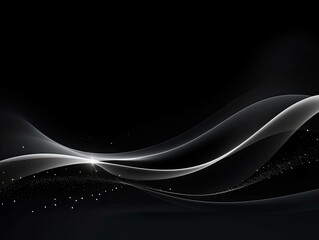 dark background illustration with silver fluorescent lines, in the style of realistic silver skies