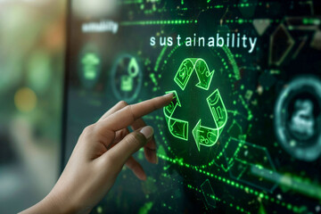 Futuristic Sustainability and Recycling Concept on Digital Interface
