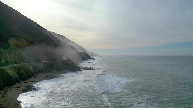 flyover the california coast near big sur