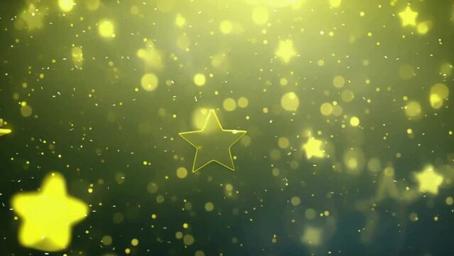 Yellow blurry lights and stars animation video