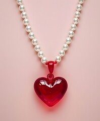 red heart shaped necklace