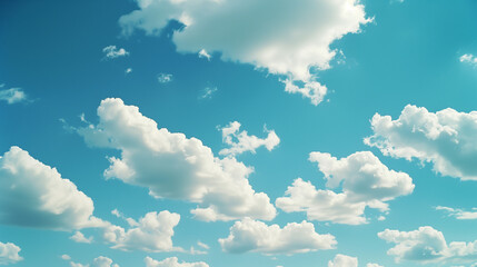 Vast Blue Sky with Cumulus Clouds