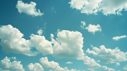 Cumulus clouds in a brilliant blue sky