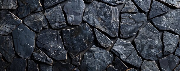 Fototapeta premium Slate Grey Stone Cladding with Natural Textured Pattern 