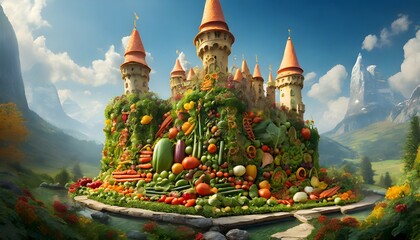 vegetable castle - obrazy, fototapety, plakaty