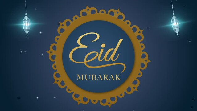 Eid Mubarak Animation greeting videos. Animated eid mubarak text inside mandala circle
