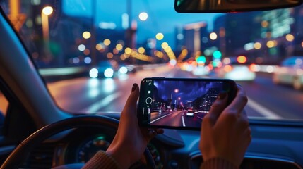 Capturing the City Lights at Night From Inside a Car