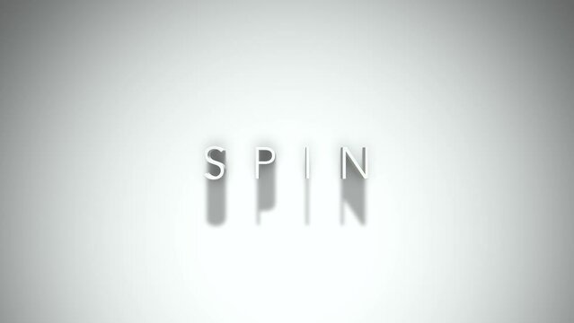 Spin 3D title animation with shadows on a white background