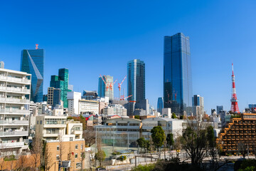 Fototapeta na wymiar 東京都港区 六本木、麻布台の高層ビル群