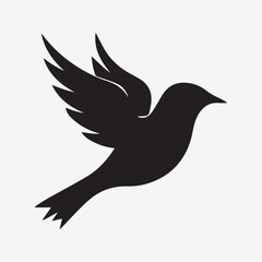 Bird Flying Silhouette of Dove Vector Art Illustration