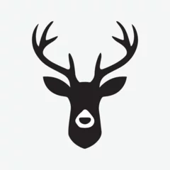 Deurstickers Black vector silhouette of a deer head with antlers isolated on a white background © Sheuly