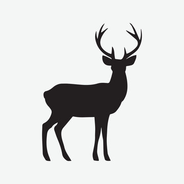 Deer Running Jumping Standing Silhouette Vector Illustration