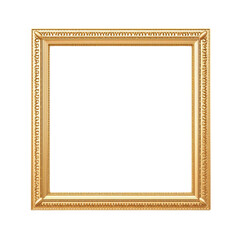 Vintage Baroque Square Gold Frame isolated on transparent background PNG