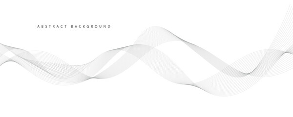 Abstract wave element for design. Digital frequency track equalizer. Stylized line art background. Vector illustration. Wave with lines created using blend tool. Curved wavy line, smooth stripe.