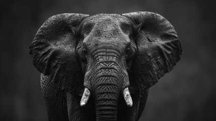 A close up of an elephant's face with its trunk raised