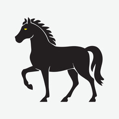 Running Walking Standing horse black silhouette Vector illustration