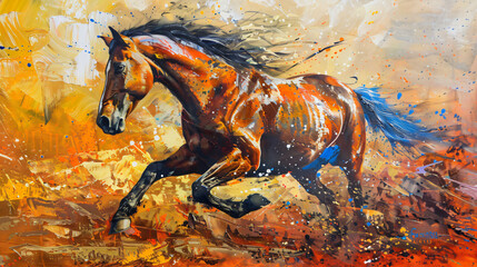 abstract painting of a horse, picture, vector, illustration, art, model, style, glamour, design, drawing, paint, painting, color, oil, texture, grunge, artistic, textured, abstract