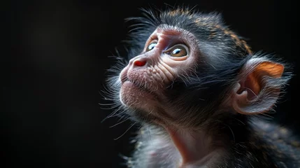 Foto op Aluminium A baby monkey with its head tilted to the side © PNG WORLD