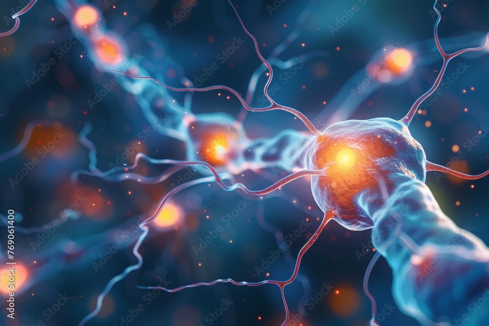 Poster nerve cell. background with selective focus and copy space