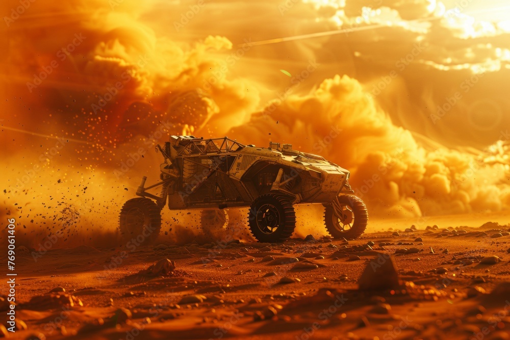 Poster mars rover. background with selective focus and copy space