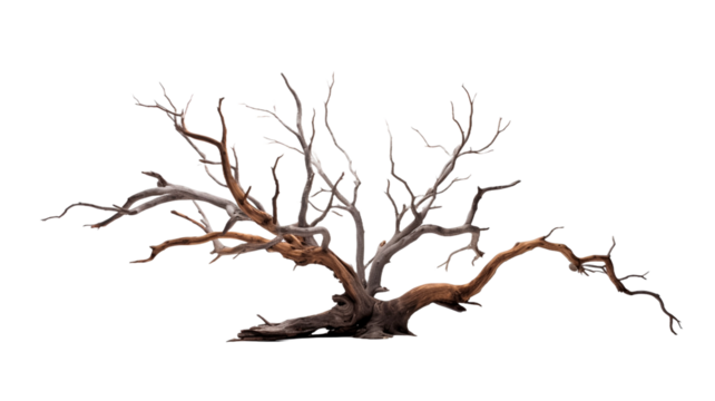 Dead tree isolated on transparent or white background with clipping path.

