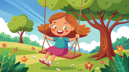 vector illustration of happy child girl laughing a 