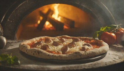  Italian pizza in front of the oven