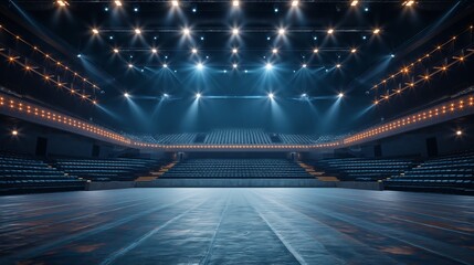 Spacious Auditorium View from Stage with Dramatic Lighting
 - obrazy, fototapety, plakaty