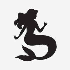 Vector illustration Mermaid silhouette Girl with a fishtail