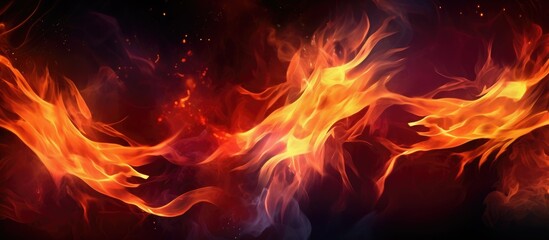 Fototapeta premium Vibrant red flames flicker and dance on a backdrop of darkness, creating a striking and intense fire scene