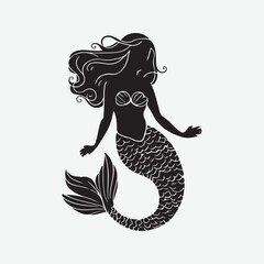 Vector illustration Mermaid silhouette Girl with a fishtail