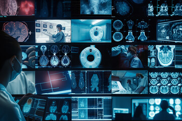 The composition highlights the advancements driving modern diagnostics and treatment, AI generated
