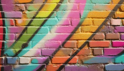 abstract colorful graffiti on brick wall 