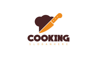 a logo for cooking class with a knife in the middle.