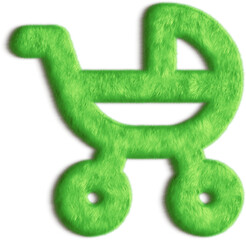 Baby Carriage Green Fluffy Icon