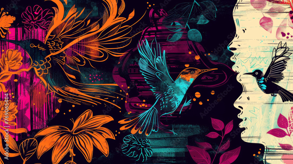 Aufkleber the image showcases a vibrant and intricate design, drawing the viewer in with its striking colors a