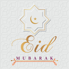 Eid Mubarak social media post with luxury design. 3D Eid Mubarak background with Islamic pattern, star and moon.