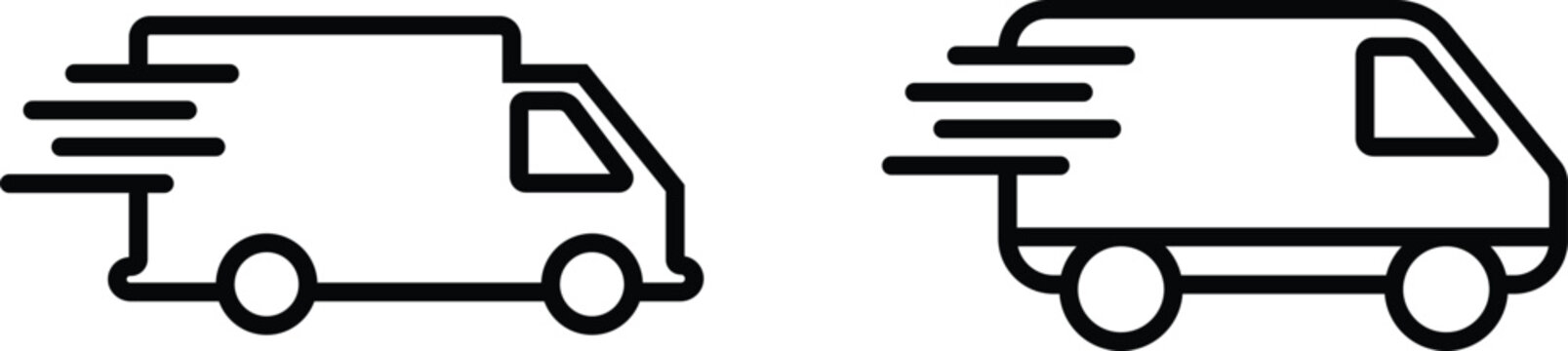 recommend clip art: Truck icon set. Freight, delivery symbol vector isolated on transparent background. Fast moving shipping delivery truck line or flat art collection use for transportation apps and websites