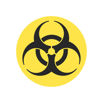 黄色い丸にバイオハザード / biohazardのシンボルマークのアイコン - 生物学的な危険物の警告のサイン