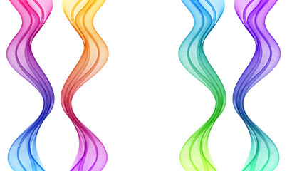 Bright beautiful vertical waves, colored waves on a white background
