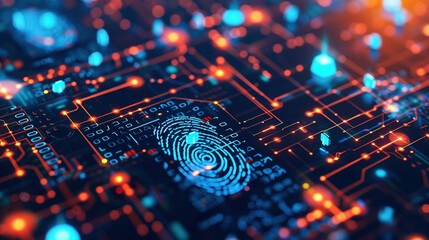 Secure Biometric Identification: Digital Fingerprints and Eye Scans - obrazy, fototapety, plakaty