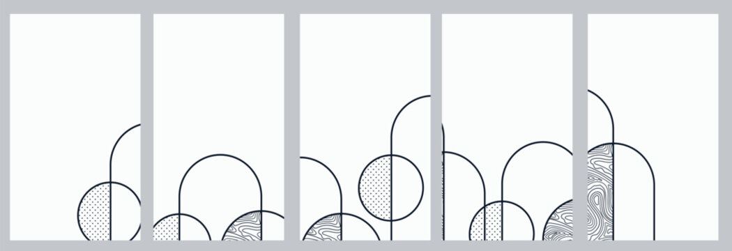 A set of abstract creative templates featuring minimalist geometric patterns, bold typography, gradient waves, abstract brush strokes, and monochrome overlays—ideal for posters, cards, flyers, banners