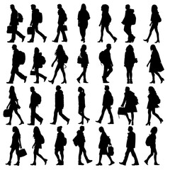 Fototapeta premium people silhouettes, walking, vecotr