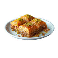 A plate of food with a nutty flavor and a crunchy texture. Turkish Baklava