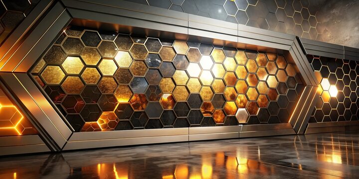 Abstract technology background with hexagons. 3D illustration. 3D rendering. AI generated