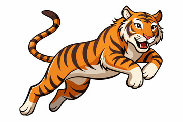 tiger jump isolated white background