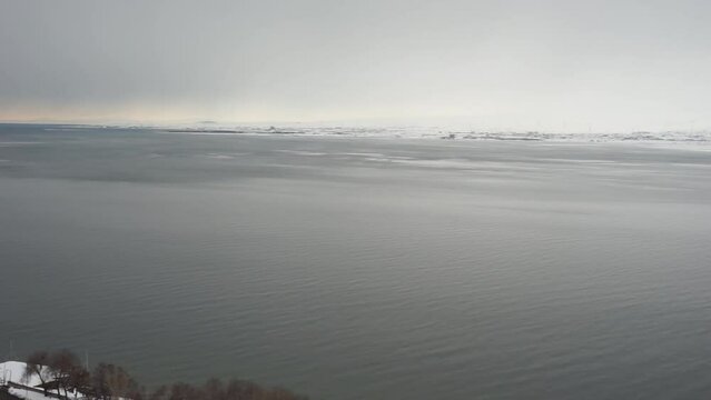 Lake Sevan in winter Armenia