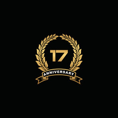17th golden anniversary logo on black background