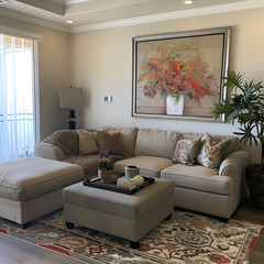 living room interior, american living room style