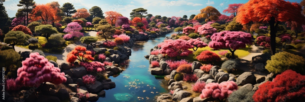 Poster A serene river winds its way through a lush forest, its tranquil surface reflecting the verdant trees that line its banks